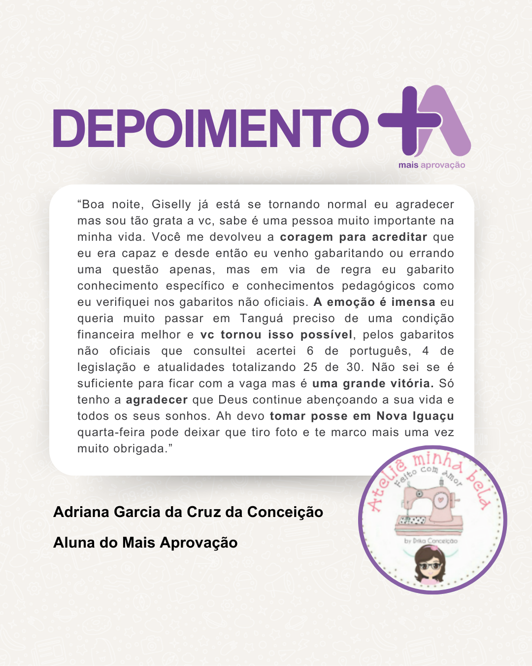 Depoimento - Adriana Garcia da Cruz da Conceição
