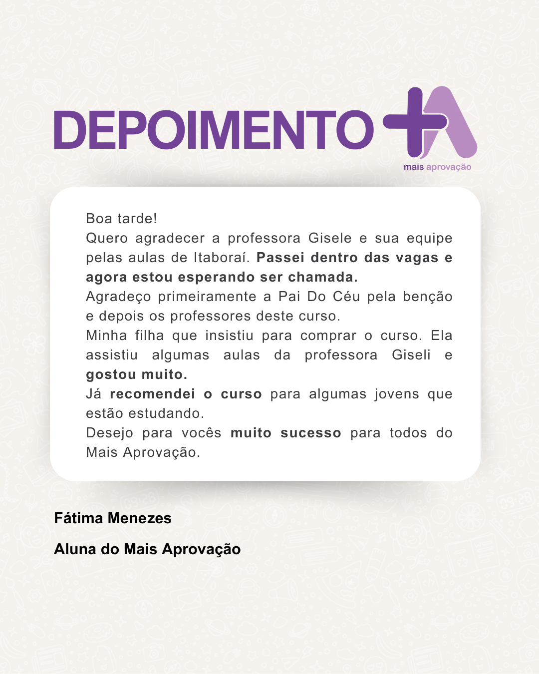 Depoimento - Fátima Menezes