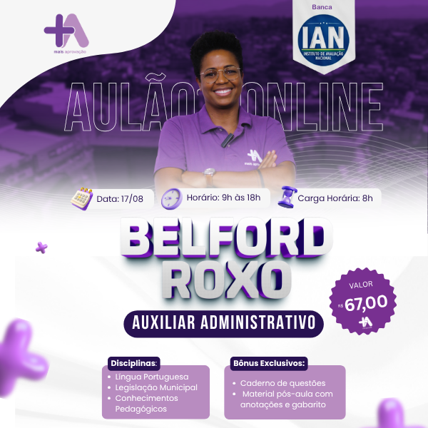 Imagem do Curso - Aulão Online Belford Roxo - Auxiliar Administrativo