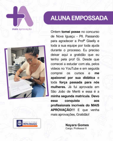 Aprovados Depoimentos - Nayara Gomes