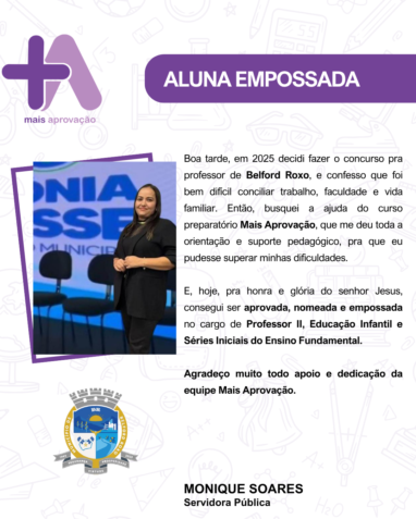 Aprovados Depoimentos - Monique Soares